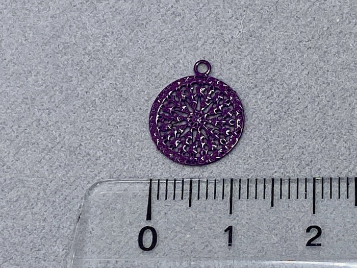 Pendentif en métal "rond bohème", couleur violet