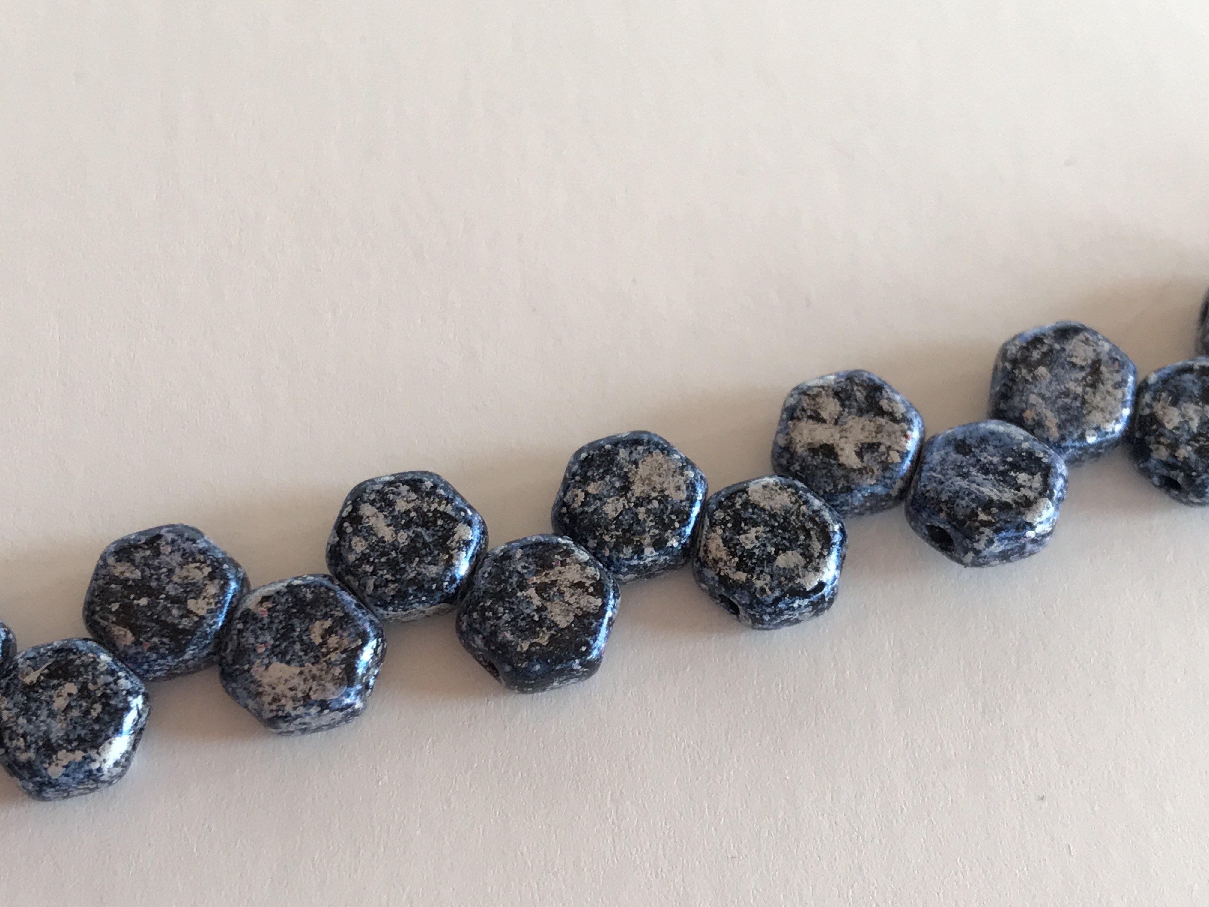 HONEYCOMB 6MM, Farbe 13 ROYAL BLUE PICASSO - bead&more