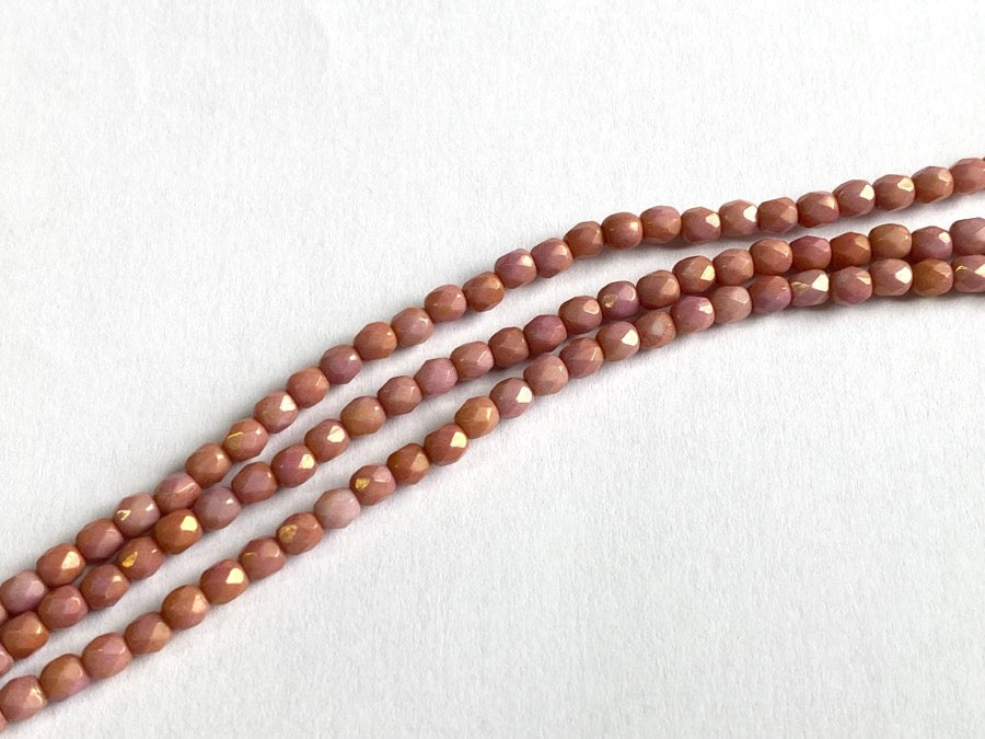 Perles de verre polies au feu 4mm, couleur B931 Marbre Rose Saumon