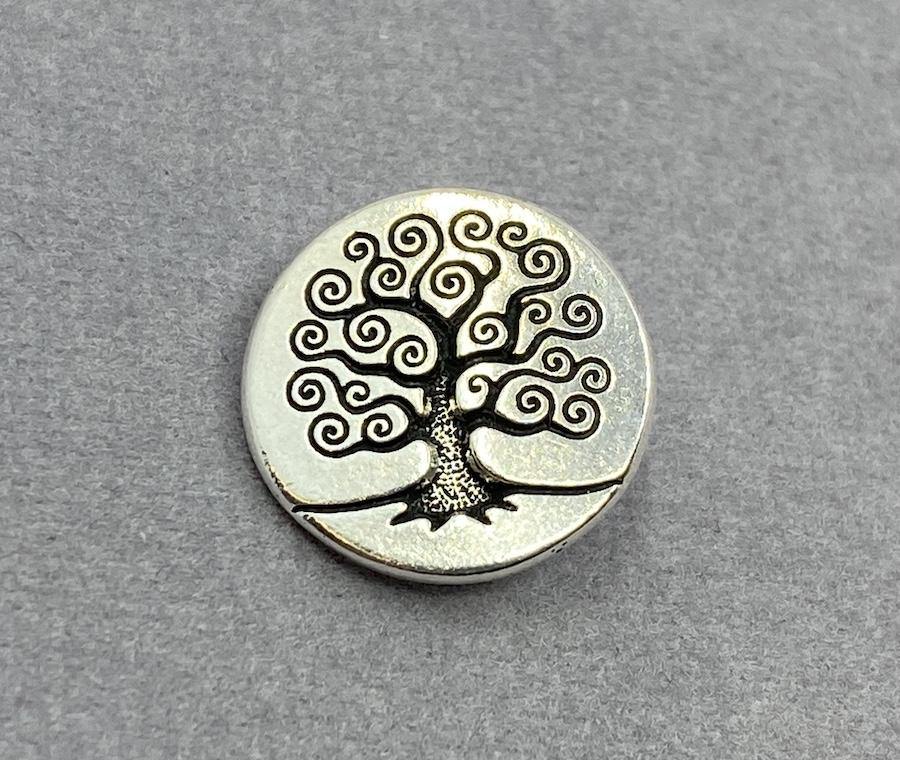Metallknopf "Lebensbaum", altsilber - bead&more