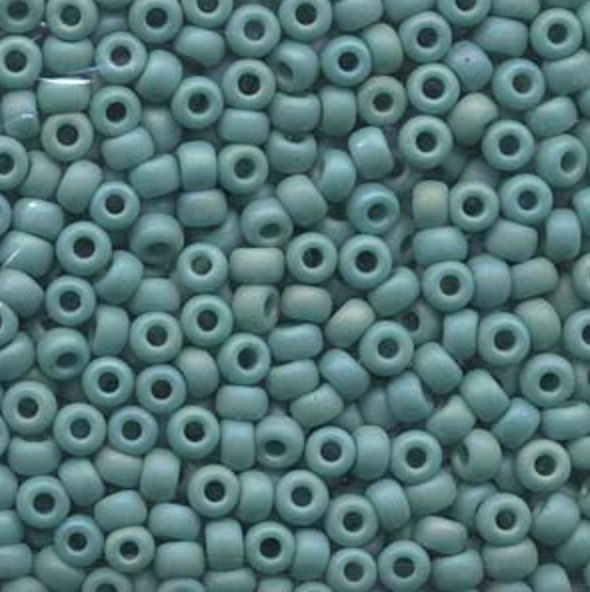 Perle de rocaille ronde Miyuki 6/0, couleur OP Turquoise GRN AB mat