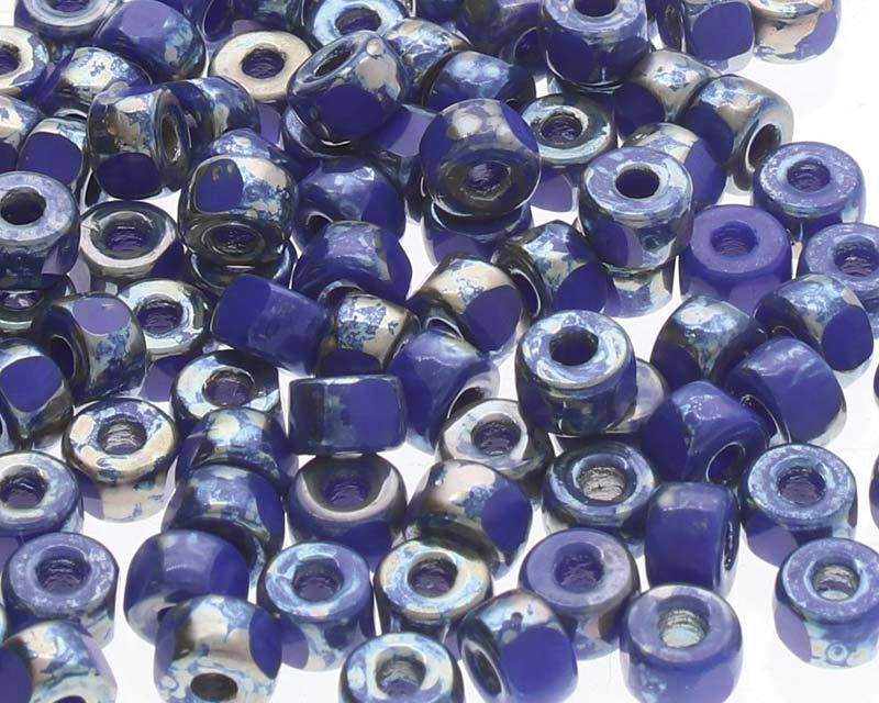 0 3 Cut Glasperlen - Farbe Opaque Blue Picasso - bead&more