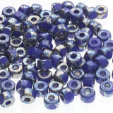 Matubo 6/0 3 Cut Glasperlen - Farbe Opaque Blue Picasso/Rembrandt