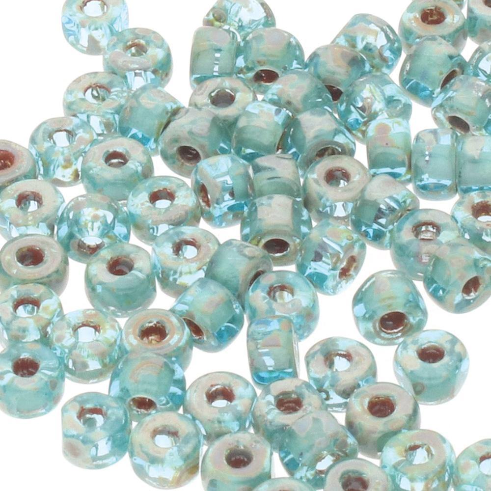 Matubo 6/0 3 Cut Glasperlen - Farbe Aquamarine Travertine Dark - bead&more