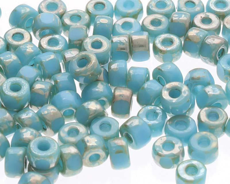 0 3 Cut Glasperlen - Farbe Turquoise Blue Picasso - bead&more