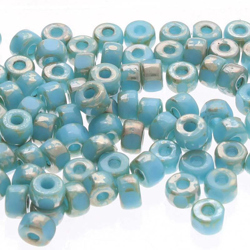 Matubo 6/0 3 Cut Glasperlen - Farbe Turquoise Blue Picasso - bead&more