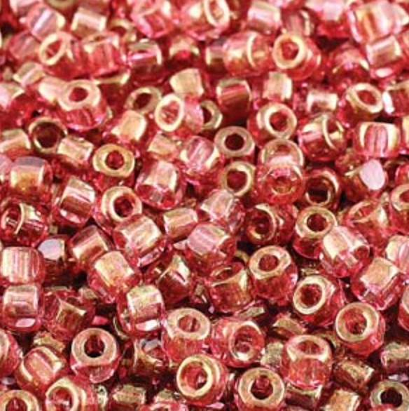 Matubo 6/0 3 perle di vetro tagliate - Colore cristallo rosso lucido