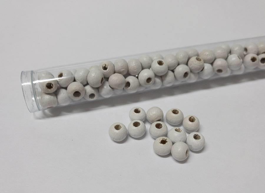 Perlen aus Holz, 6 mm, Farbe 01 white - bead&more