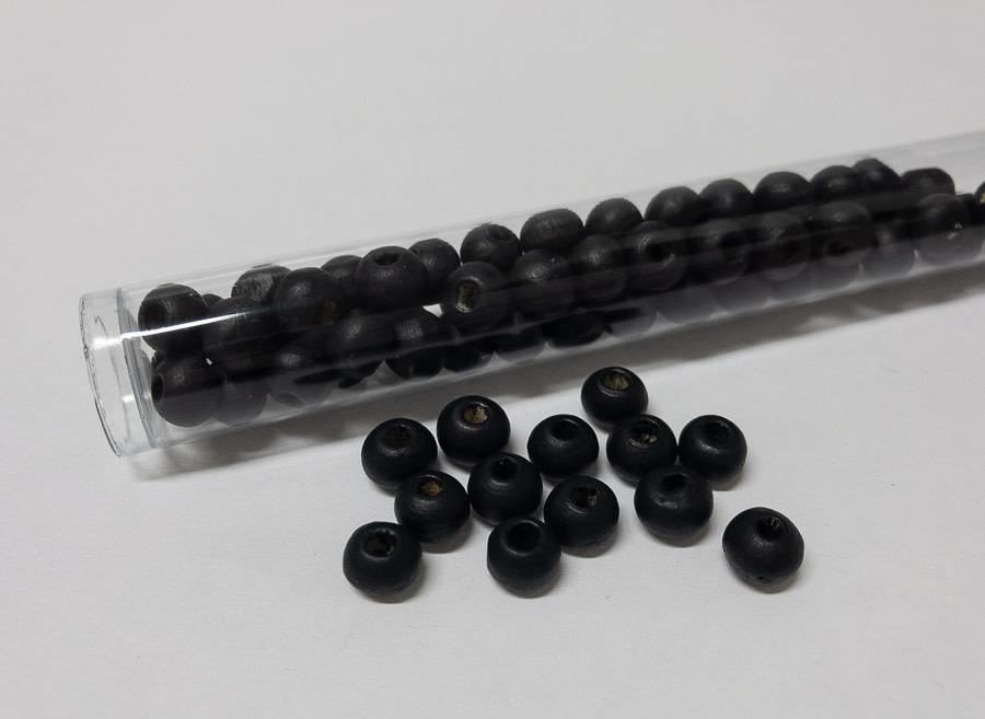 Perlen aus Holz, 6 mm, Farbe 05 black - bead&more