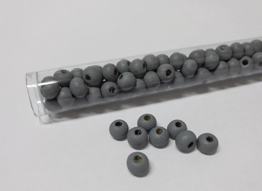 Perlen aus Holz, 6 mm, Farbe 04 anthracite grey - bead&more