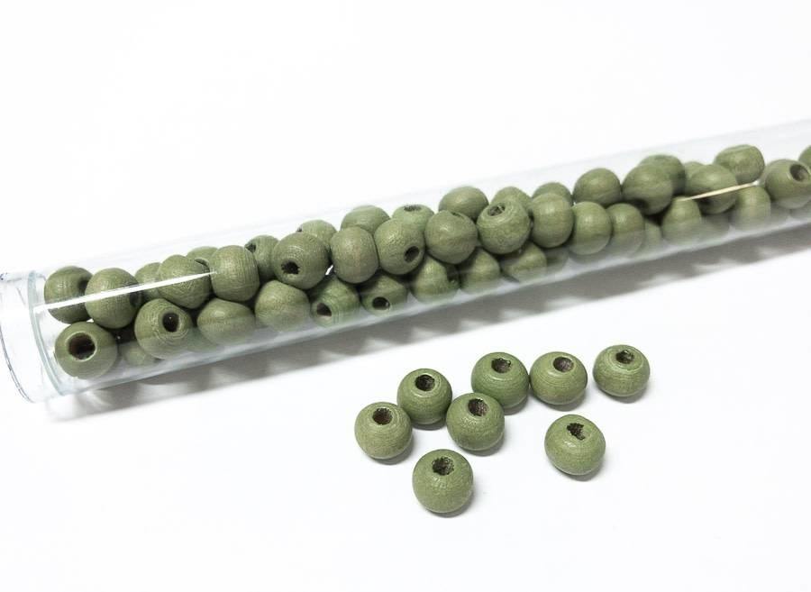 Perlen aus Holz, 6 mm, Farbe B25 light green - bead&more