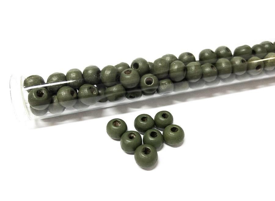 Perlen aus Holz, 6 mm, Farbe B26 palm green - bead&more