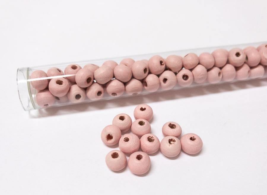 Perlen aus Holz, 6 mm, Farbe B34 rosewater - bead&more