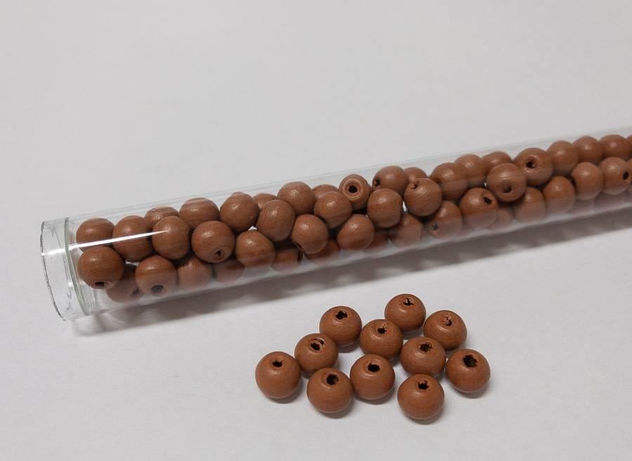 Perlen aus Holz, 6 mm, Farbe B50 cognac - bead&more