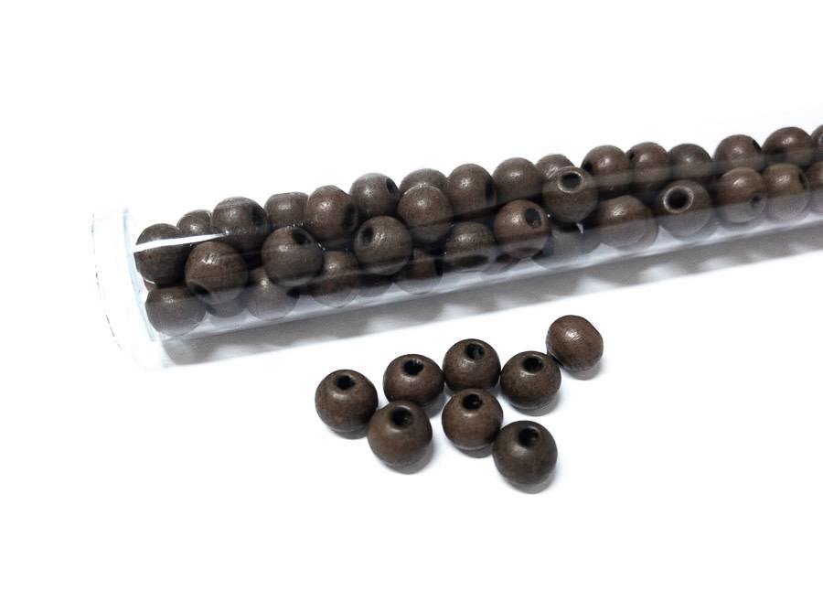 Perlen aus Holz, 6 mm, Farbe B44 ebony - bead&more