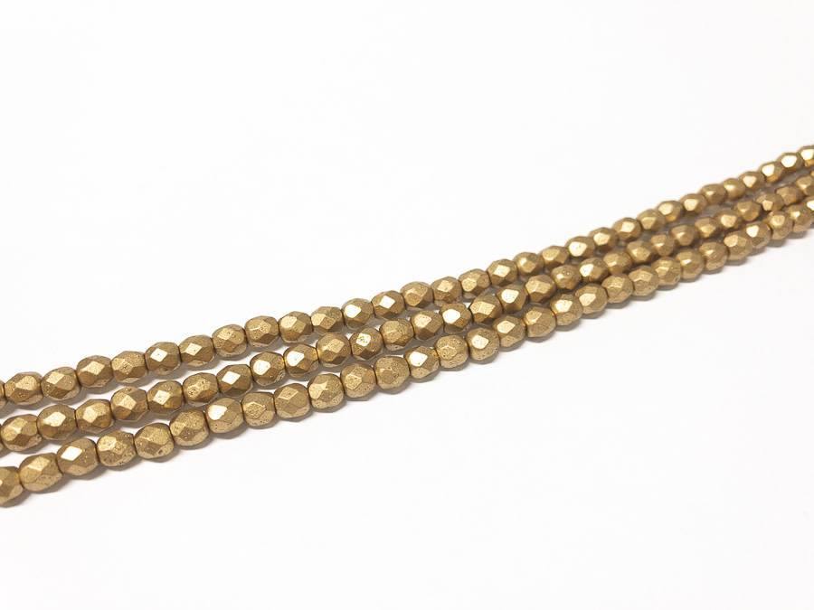 Glasschliffperlen feuerpoliert 4mm, Farbe B81 Gold matt - bead&more