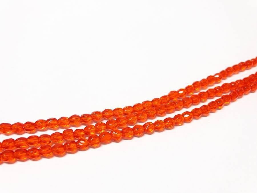 Glasschliffperlen feuerpoliert 4mm, Farbe C104 Orange - bead&more