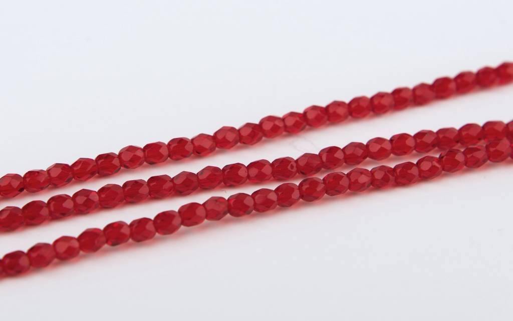 Glasschliffperlen feuerpoliert 4mm, Farbe C100 Red - bead&more