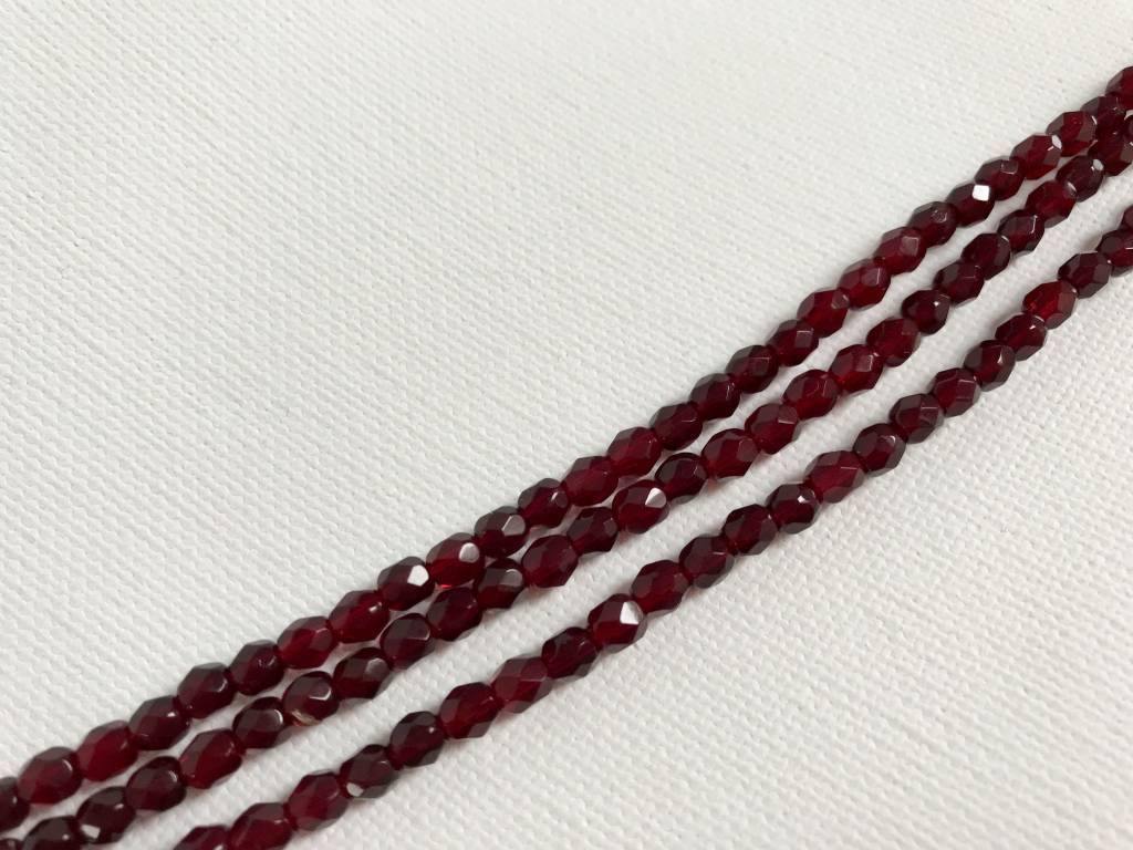 Glasschliffperlen feuerpoliert 4mm, Farbe B99 Garnet red - bead&more