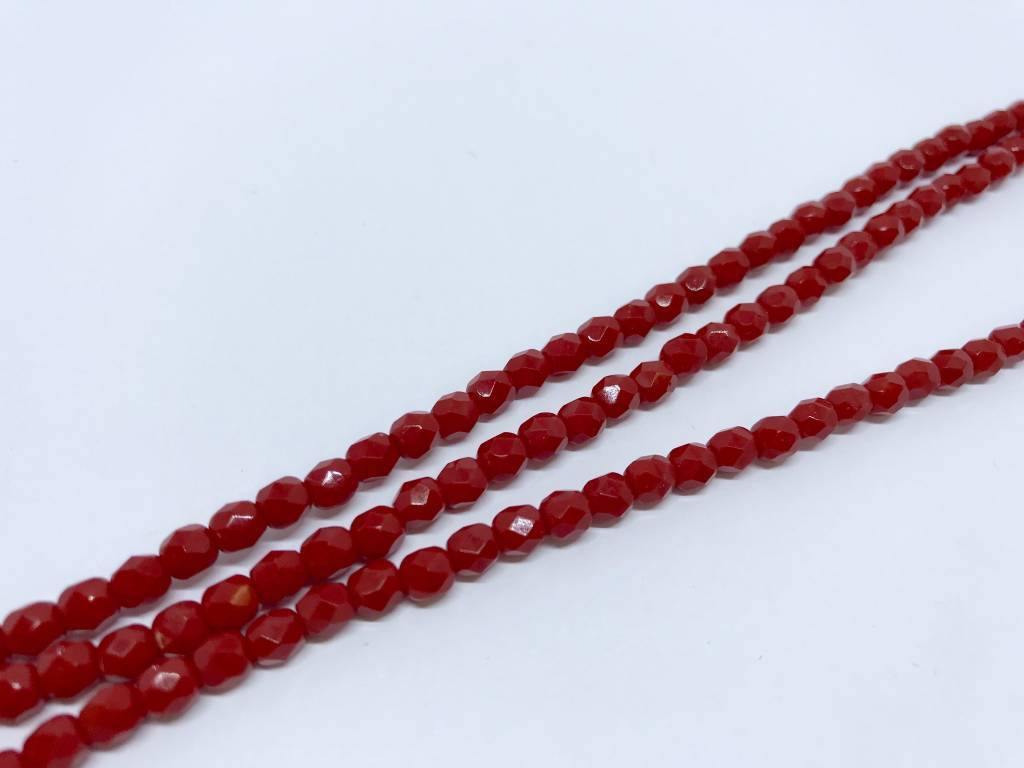 Glasschliffperlen feuerpoliert 4mm, Farbe C101 Simply Red Opaque - bead&more