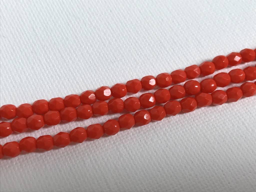 Glasschliffperlen feuerpoliert 4mm, Farbe C102 Cranberry Opaque - bead&more
