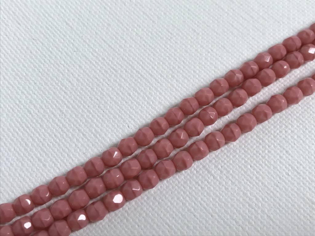 Glasschliffperlen feuerpoliert 4mm, Farbe C127 Rose Opaque - bead&more