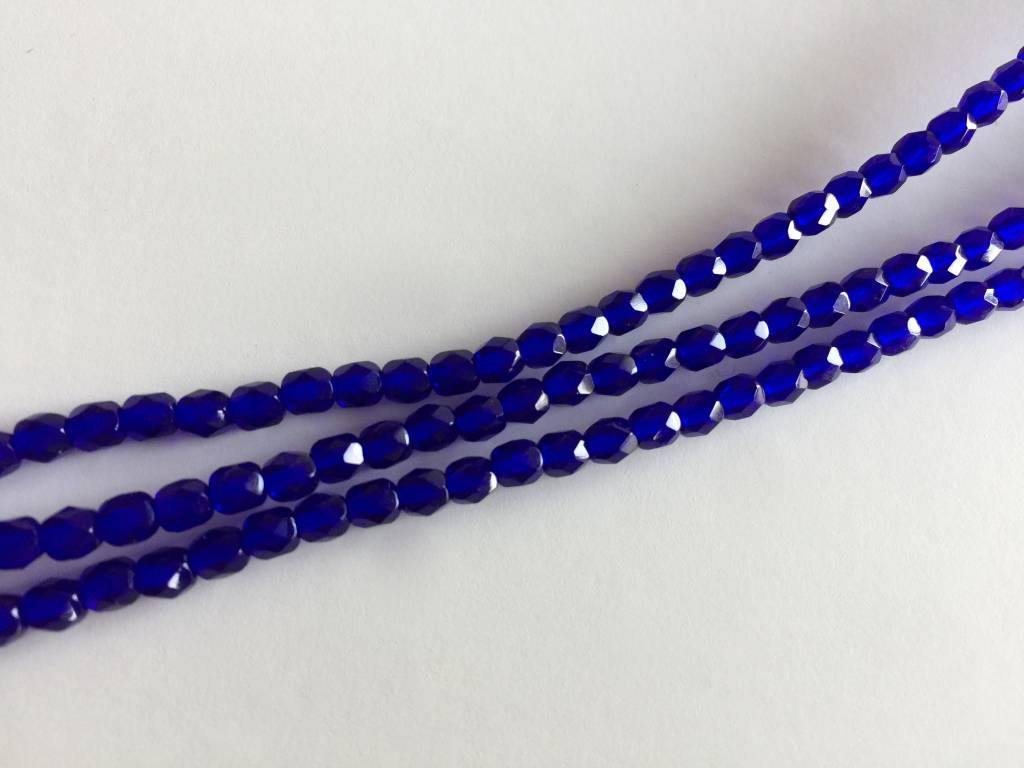 Glasschliffperlen feuerpoliert 4mm, Farbe A37 dark Saphir - bead&more