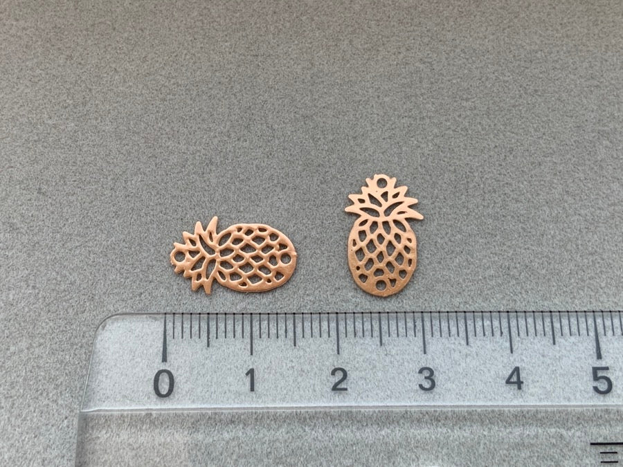 Pendentif / partie intermédiaire en métal "Ananas" 15 mm, couleur or rose