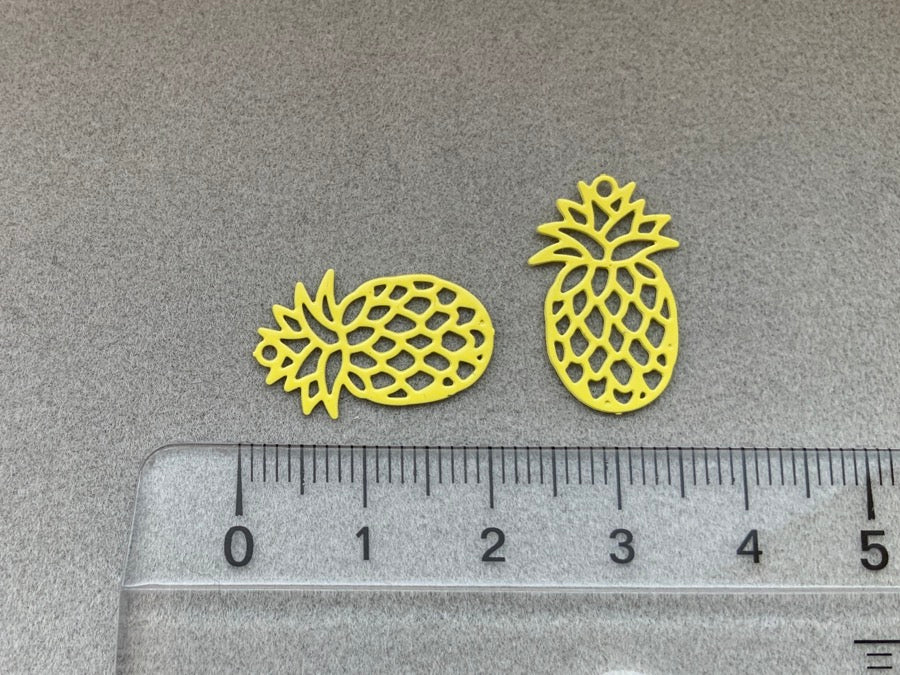 Pendentif en métal "ananas", 20 mm, couleur jaune