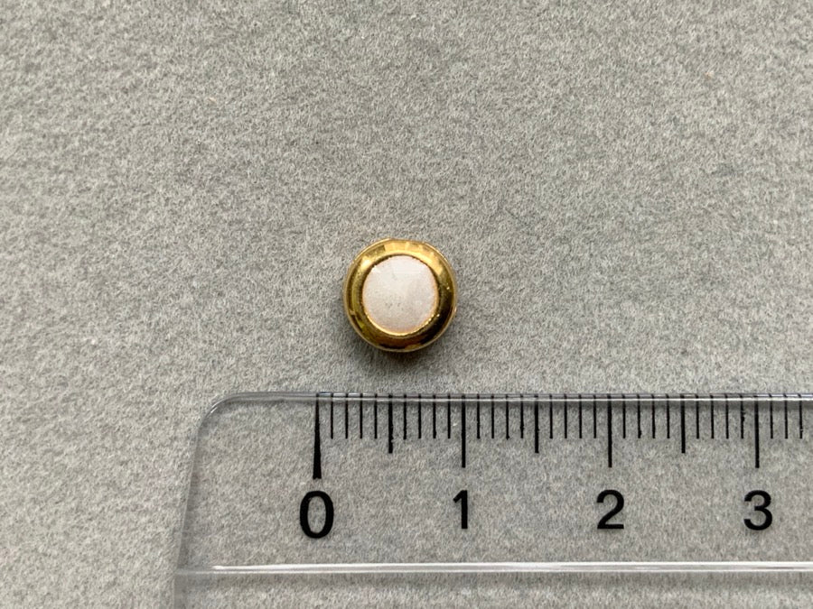 Perle en métal "ronde", couleur blanc - or
