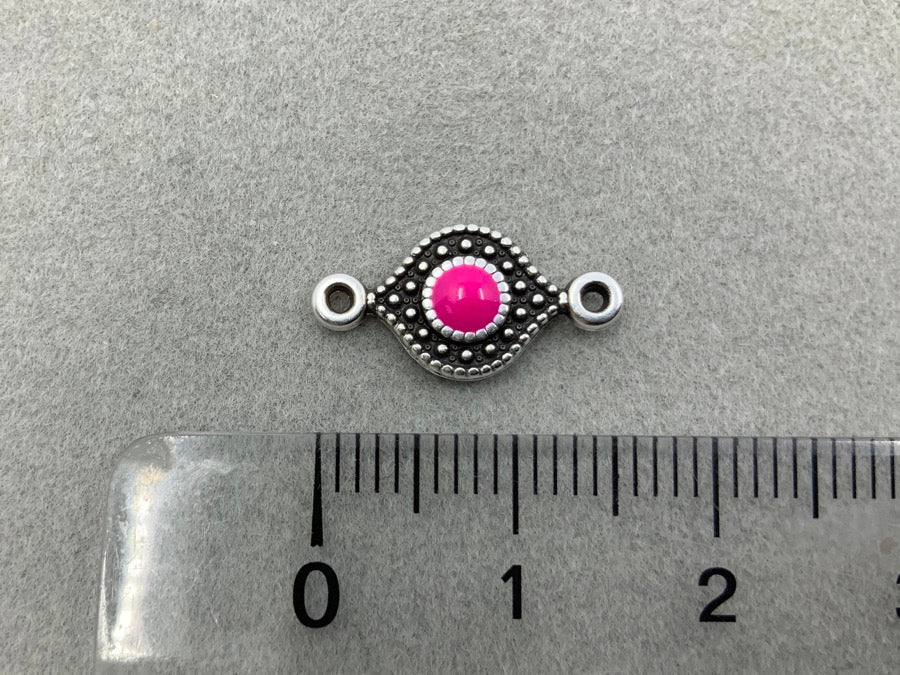 Parte intermedia "Eye" in metallo, colore rosa fucsia neon - argento antico
