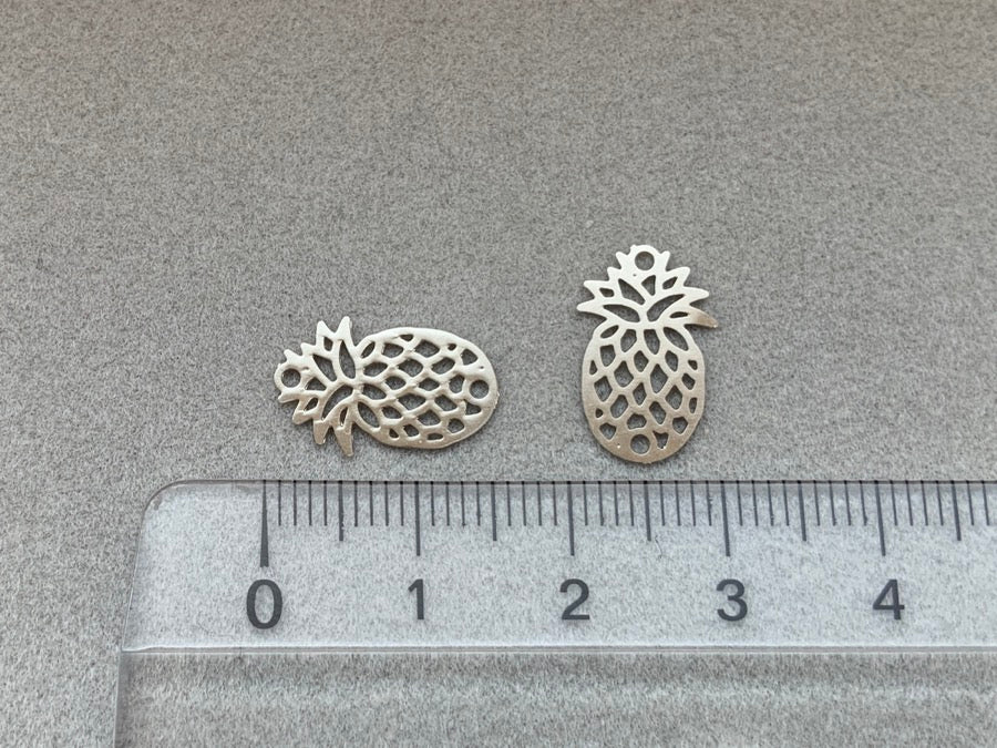 Pendentif / partie intermédiaire en métal "Ananas" 15 mm, couleur argent