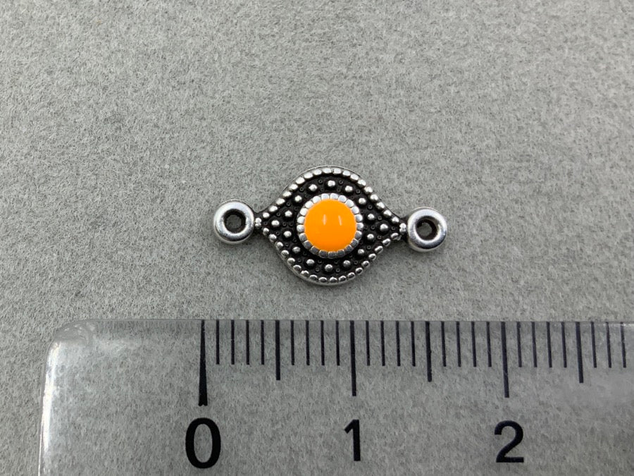 Parte intermedia "Eye" in metallo, colore arancio neon - argento antico