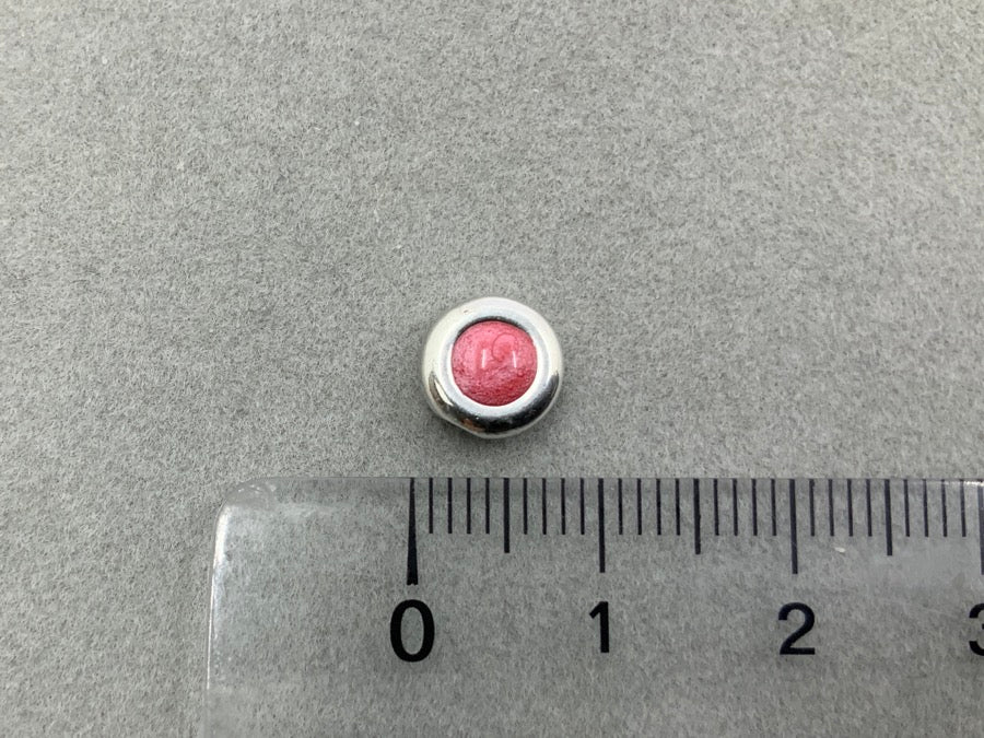 Perla in metallo "tonda", colore rosa corallo - argento antico