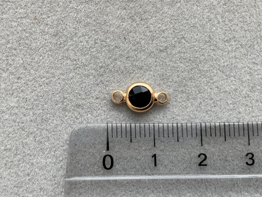 Partie intermédiaire en métal "verre cristal rond", couleur facette noir opaque - or