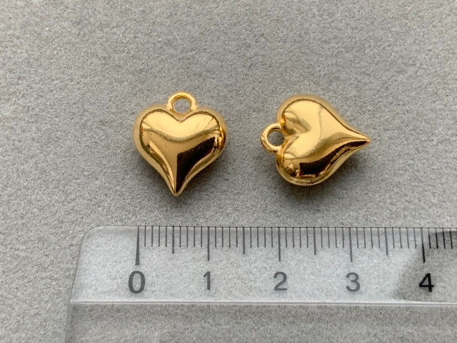 Ciondolo in metallo "cuore" 14 mm, colore oro 