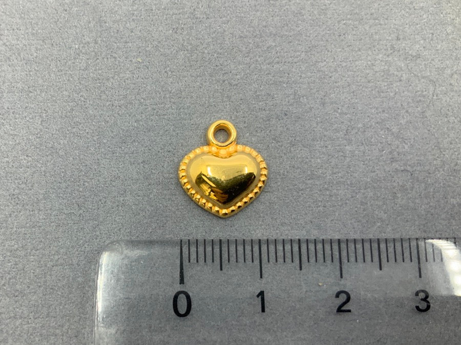 Ciondolo in metallo "Cuore" 13 mm, colore oro 