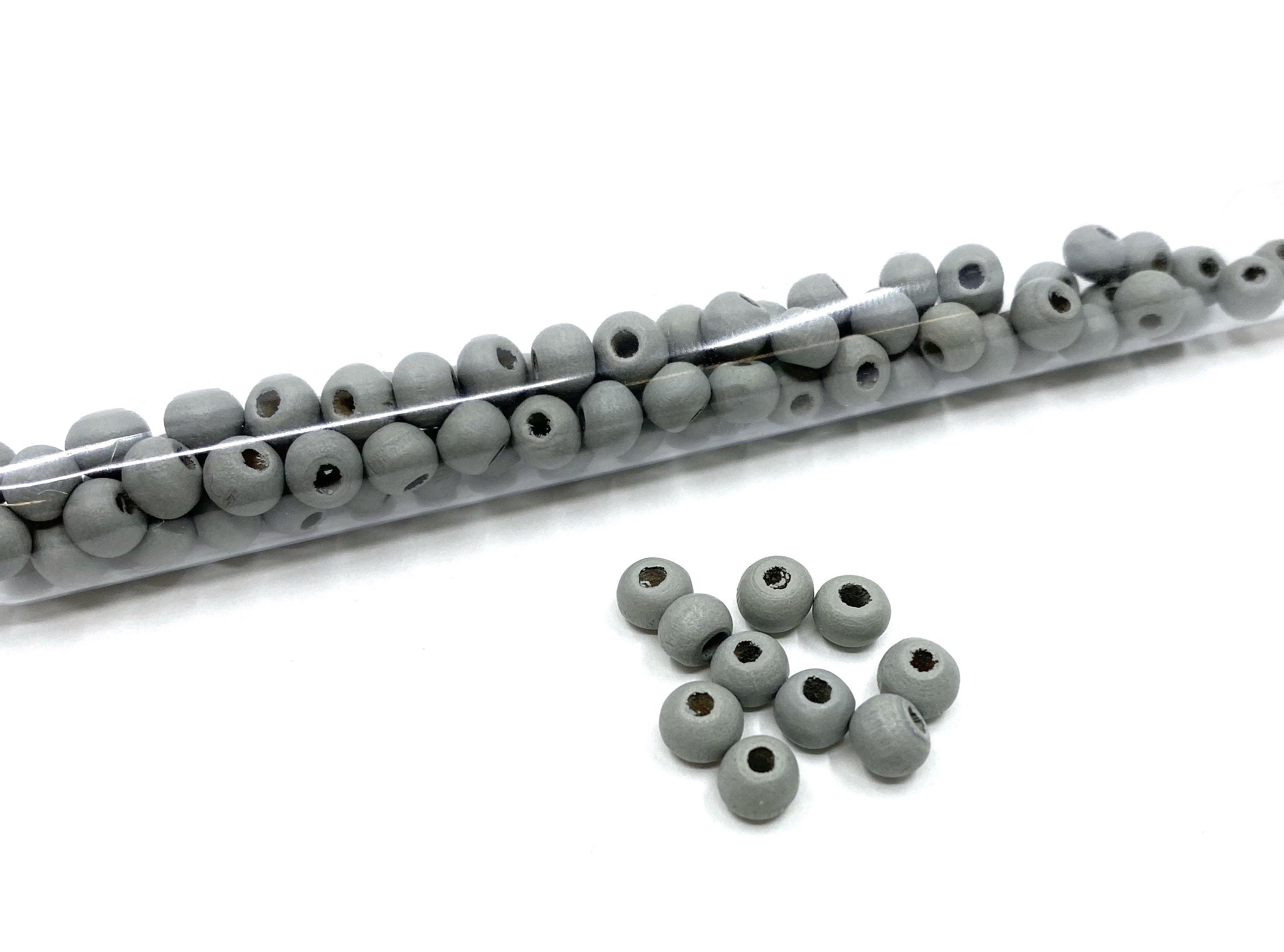 Perlen aus Holz, 6 mm, Farbe 021 medium grey - bead&more