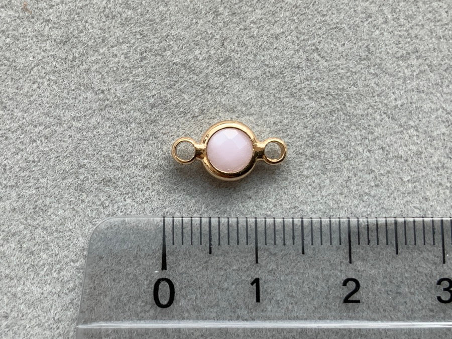 Parte intermedia in metallo "cristallo tondo", colore rosa chiaro opale - oro