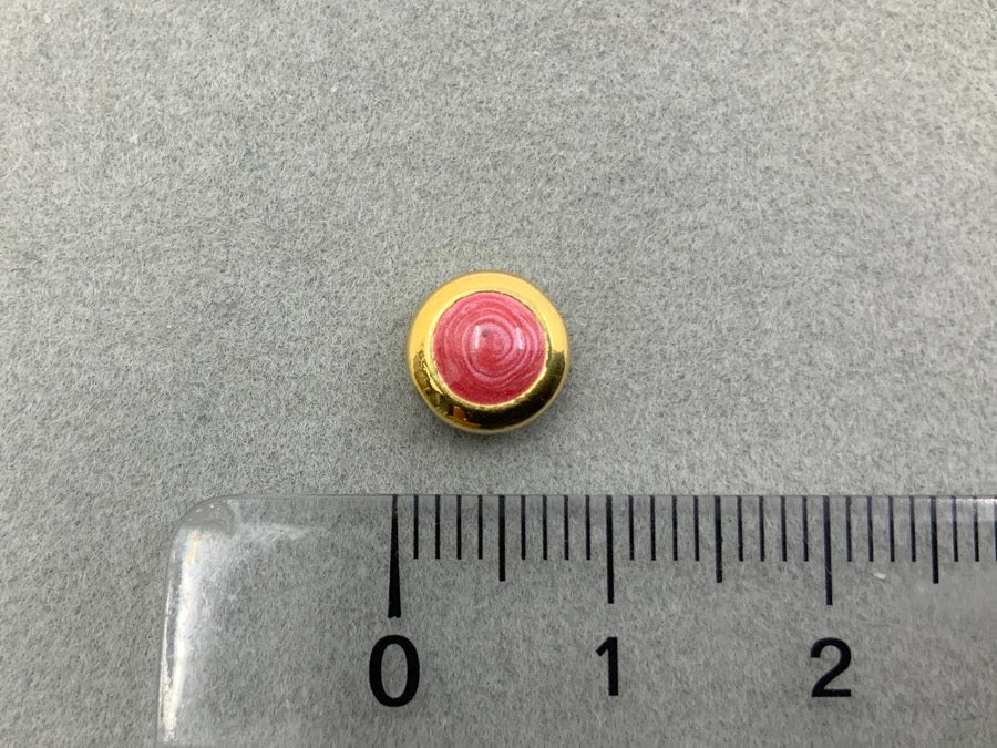 Perle en métal "Ronde", coloris rose corail - doré