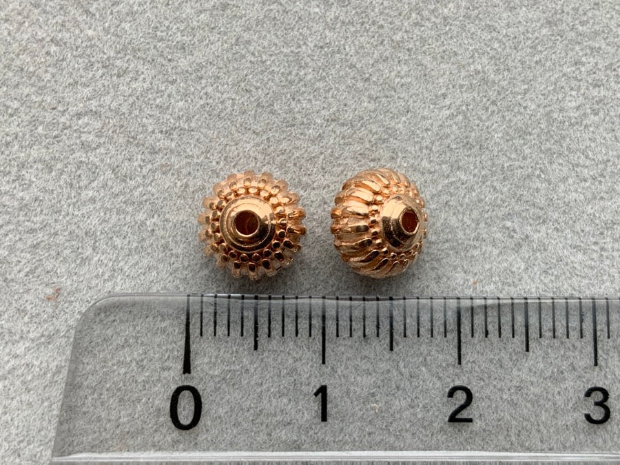 Perle en métal "Lanterne filigrane", or rose