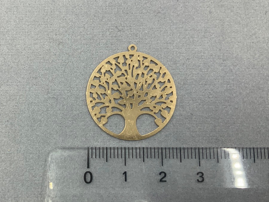 Pendentif en métal "arbre de vie", 25 mm, couleur or rose