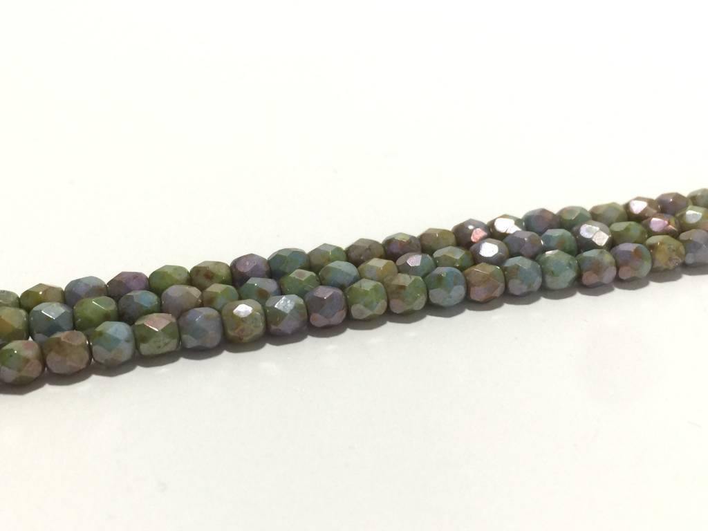 Glasschliffperlen feuerpoliert 4mm, Farbe A01 Green Lila Marble - bead&more