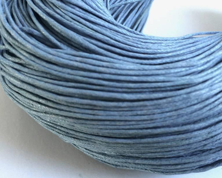 Baumwollkordeln gewachst 1 mm, Farbe 26 graublau - bead&more