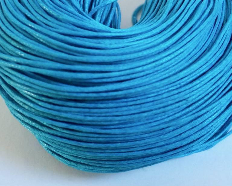 Baumwollkordeln gewachst 1 mm, Farbe 25 türkisblau - bead&more
