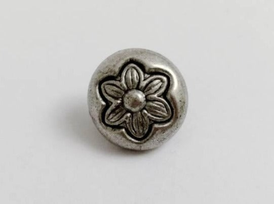 Metallknopf "Flower", altsilberfarben - bead&more