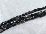Glasschliffperlen feuerpoliert 4mm, Farbe A21 Jet/Chrome/Bronze