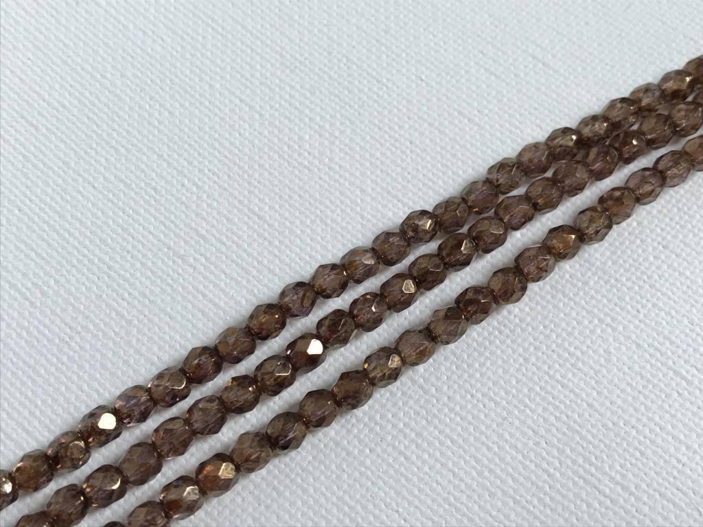 Glasschliffperlen feuerpoliert 4mm, Farbe B87 Crystal Brown Luster - bead&more
