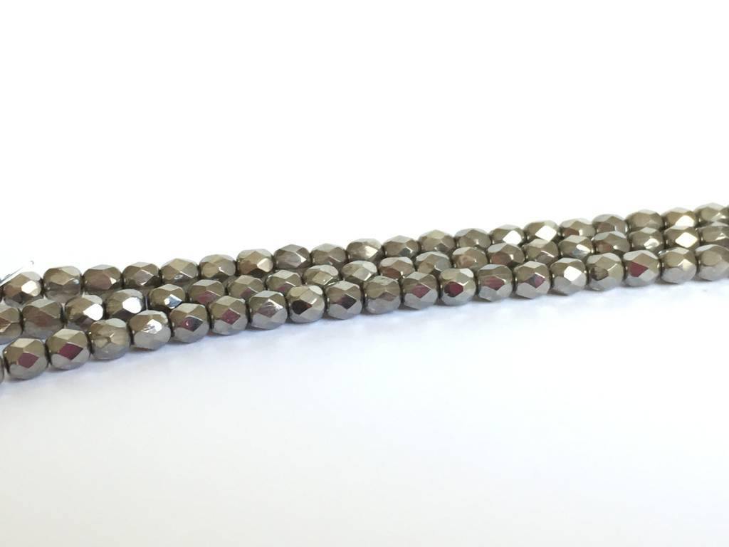 Glasschliffperlen feuerpoliert 4mm, Farbe A25 Chrome - bead&more