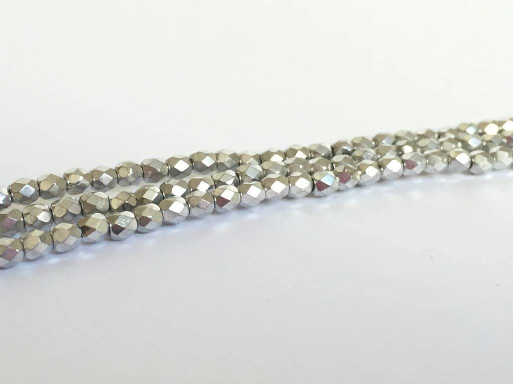 Glasschliffperlen feuerpoliert 4mm, Farbe A18 Silver - bead&more